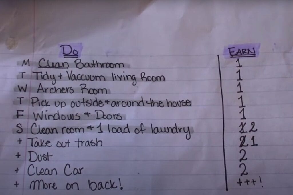List of chores at home for my Kids to Earn money & Allowance